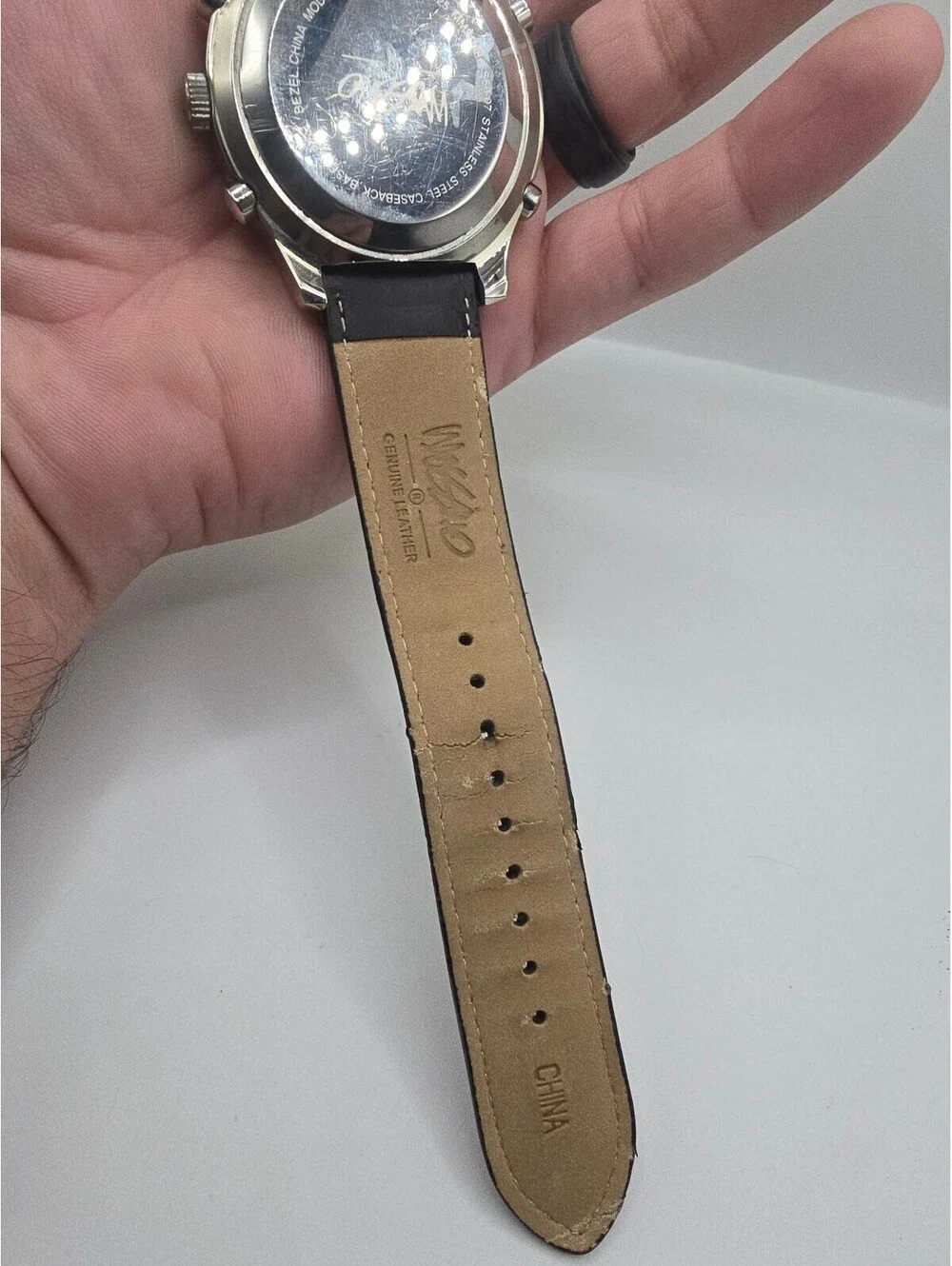 Mossimo Analog-Digital Quartz Watch Blue Dial Black Leather Strap 40mm 5 ATM